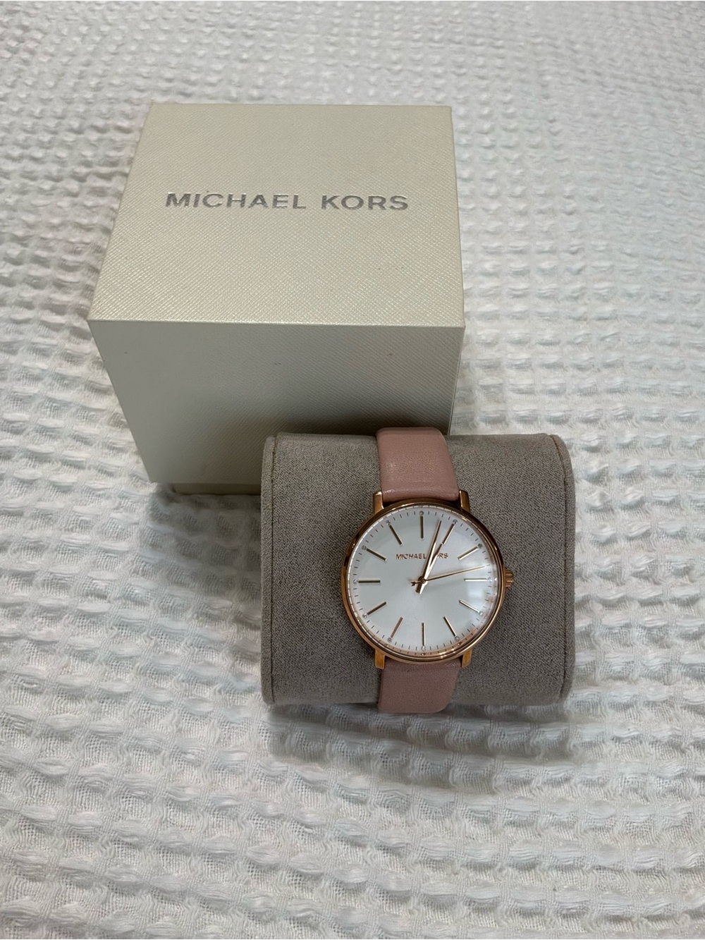 Michael Kors Rose Gold Watch with Blush Pink Leather Strap